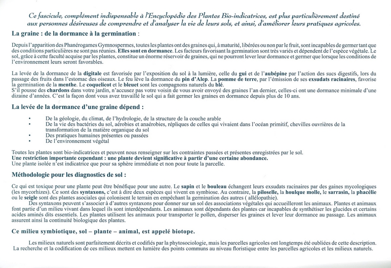 Fascicule des conditions de levée de dormance des plantes bio-indicatrices