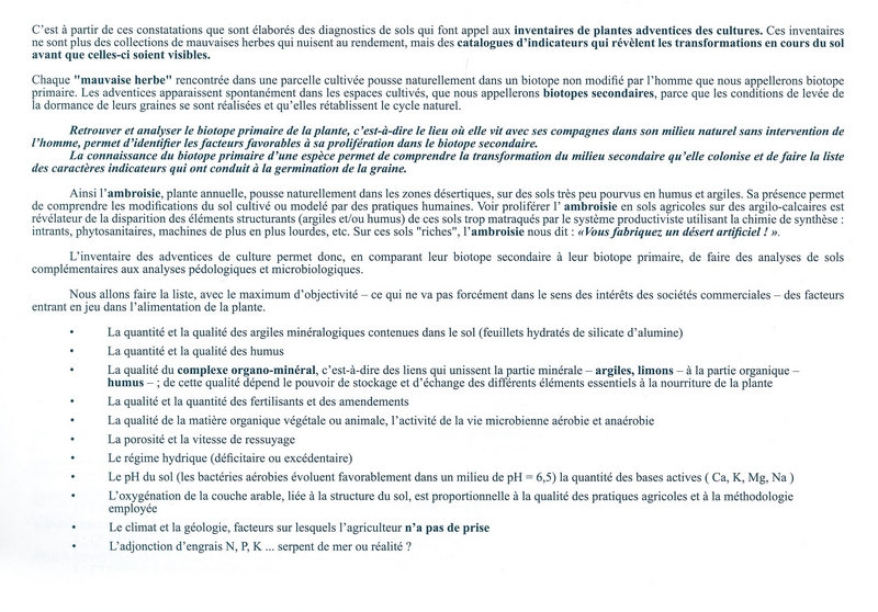 Fascicule des conditions de levée de dormance des plantes bio-indicatrices