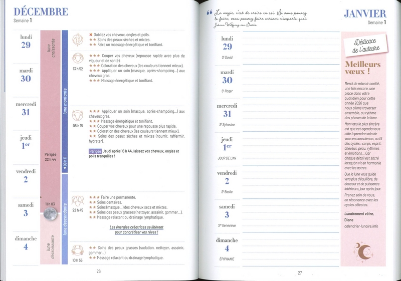 Vivre au rythme de la lune 2026 - mon agenda
