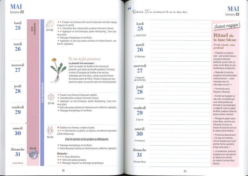 Vivre au rythme de la lune 2026 - mon agenda