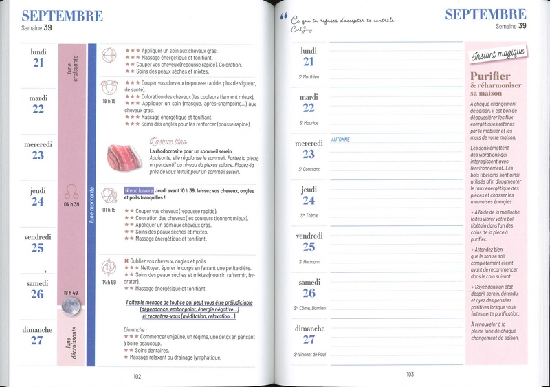 Vivre au rythme de la lune 2026 - mon agenda