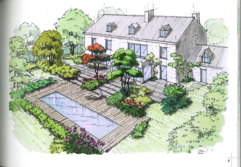 Dessin de jardins colorisation au marqueur