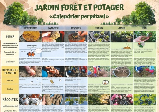 Calendrier perpétuel jardin-forêt et potager